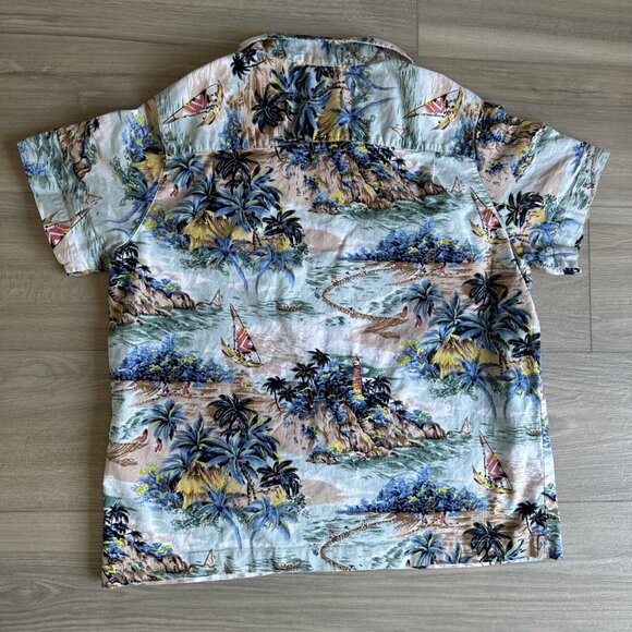 Vintage Ocean Pacific OP Hawaiian‎ Shirt Womens L Beach Surf Island Floral USA - Picture 6 of 9